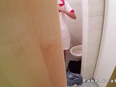 Nurse in uniform sucks doctors cock